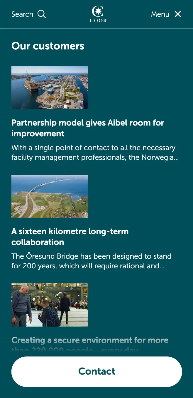 Investor site submenu for Our customers, showing customer stories with photos.